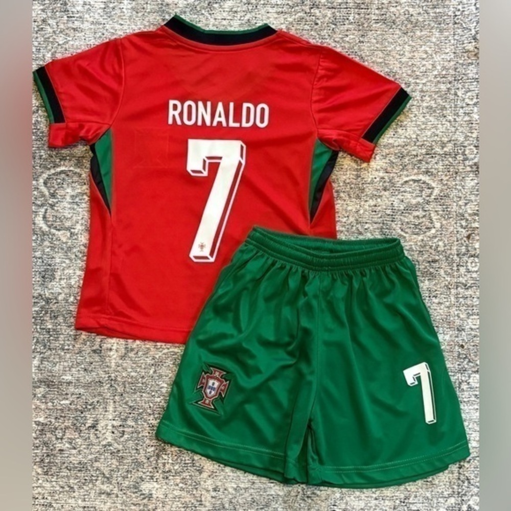 Cristiano Ronaldo kids large Portugal soccer jersey set of two jersey and shorts